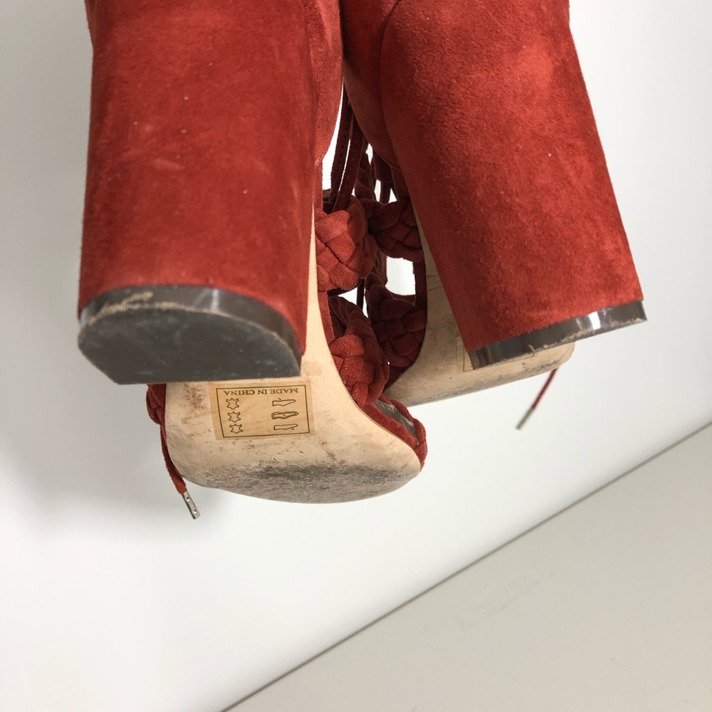 Revolve RAYE Libby Heels Suede Woven Strap Size 7.5 - Picture 7 of 11